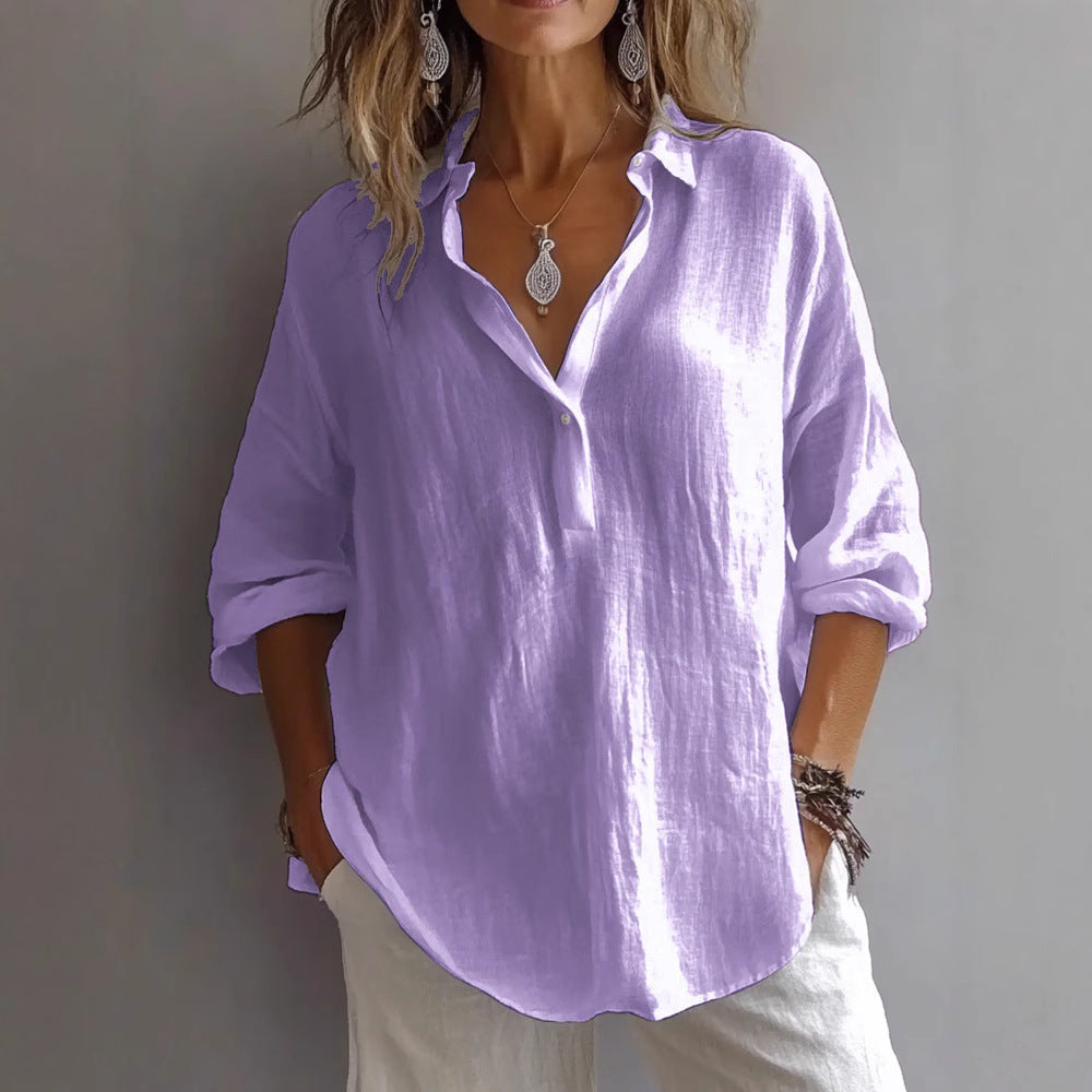 Relaxed and loose long-sleeved shirt