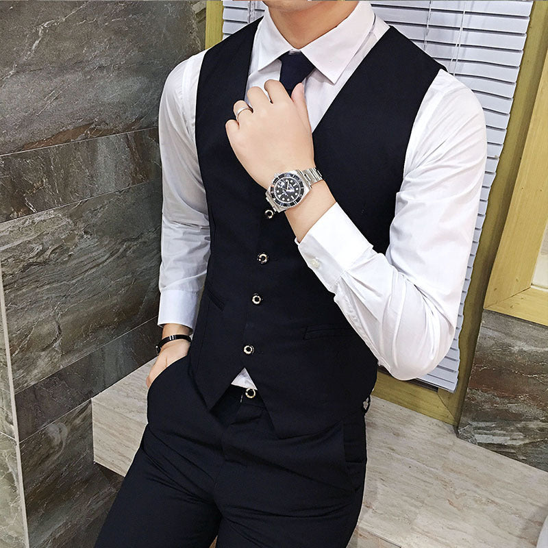 Men's Slim Fit Business Vest, Formal Sleeveless Waistcoat