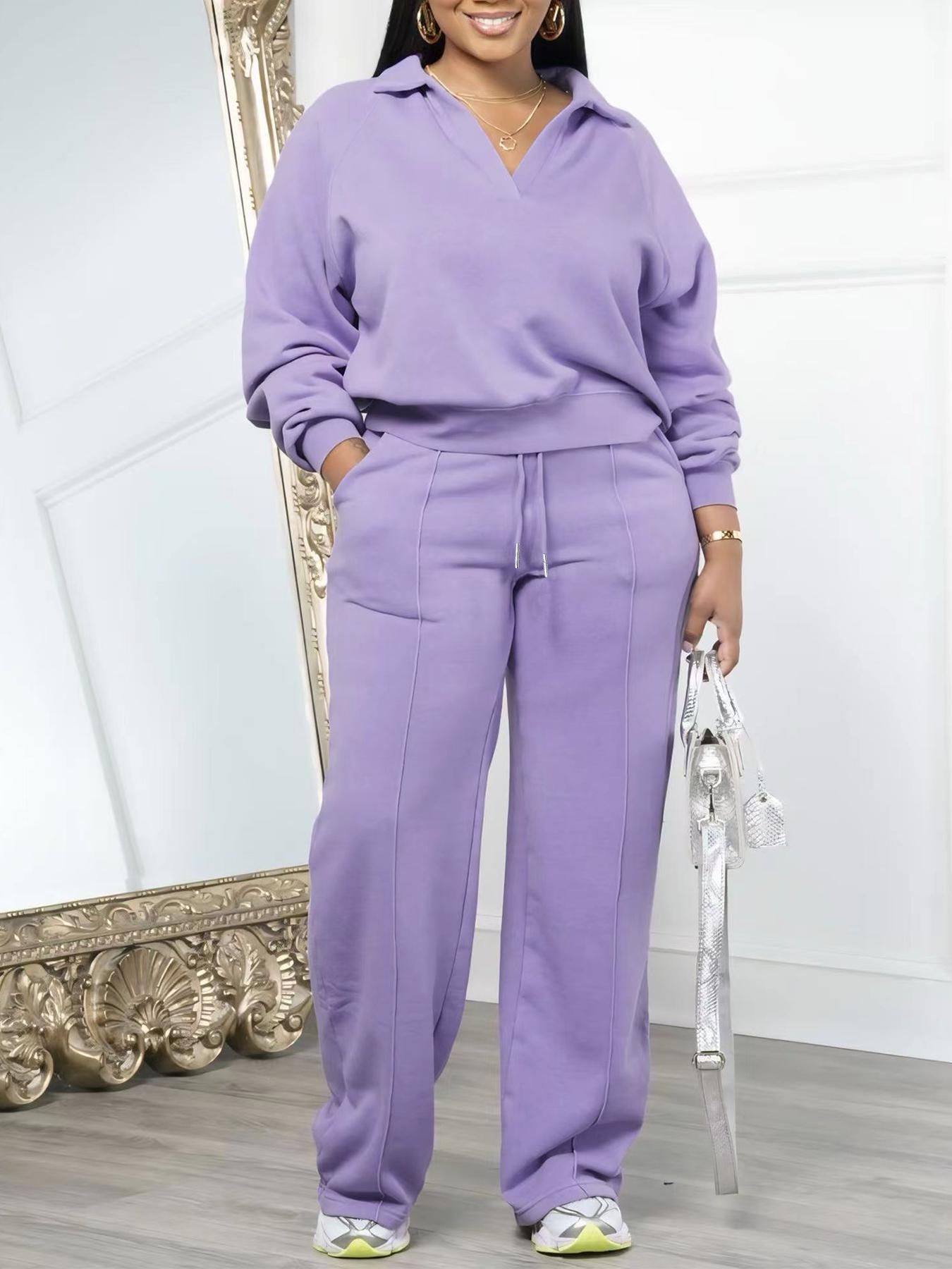 Women Casual Solid Color Tracksuit Set