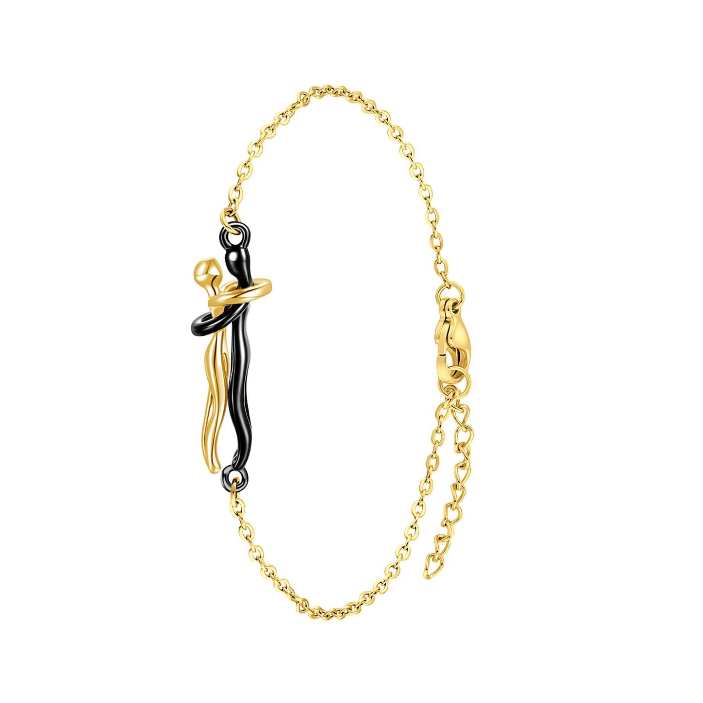 Couple Hug Pendant Necklace in Gold Silver Rose Gold Black