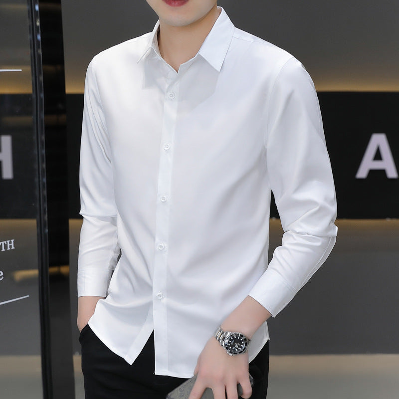 Men's Summer Ice Silk Anti-Wrinkle Long Sleeve Shirt