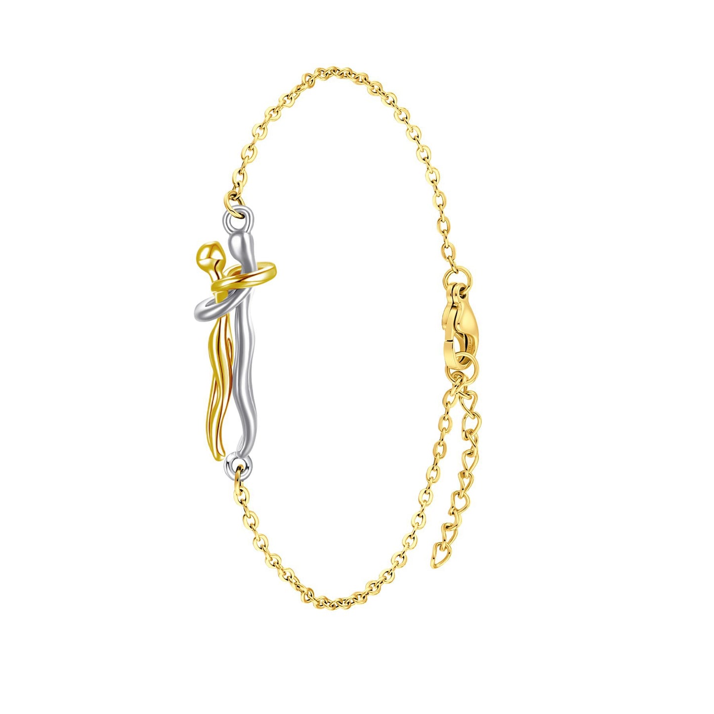 Couple Hug Pendant Necklace in Gold Silver Rose Gold Black