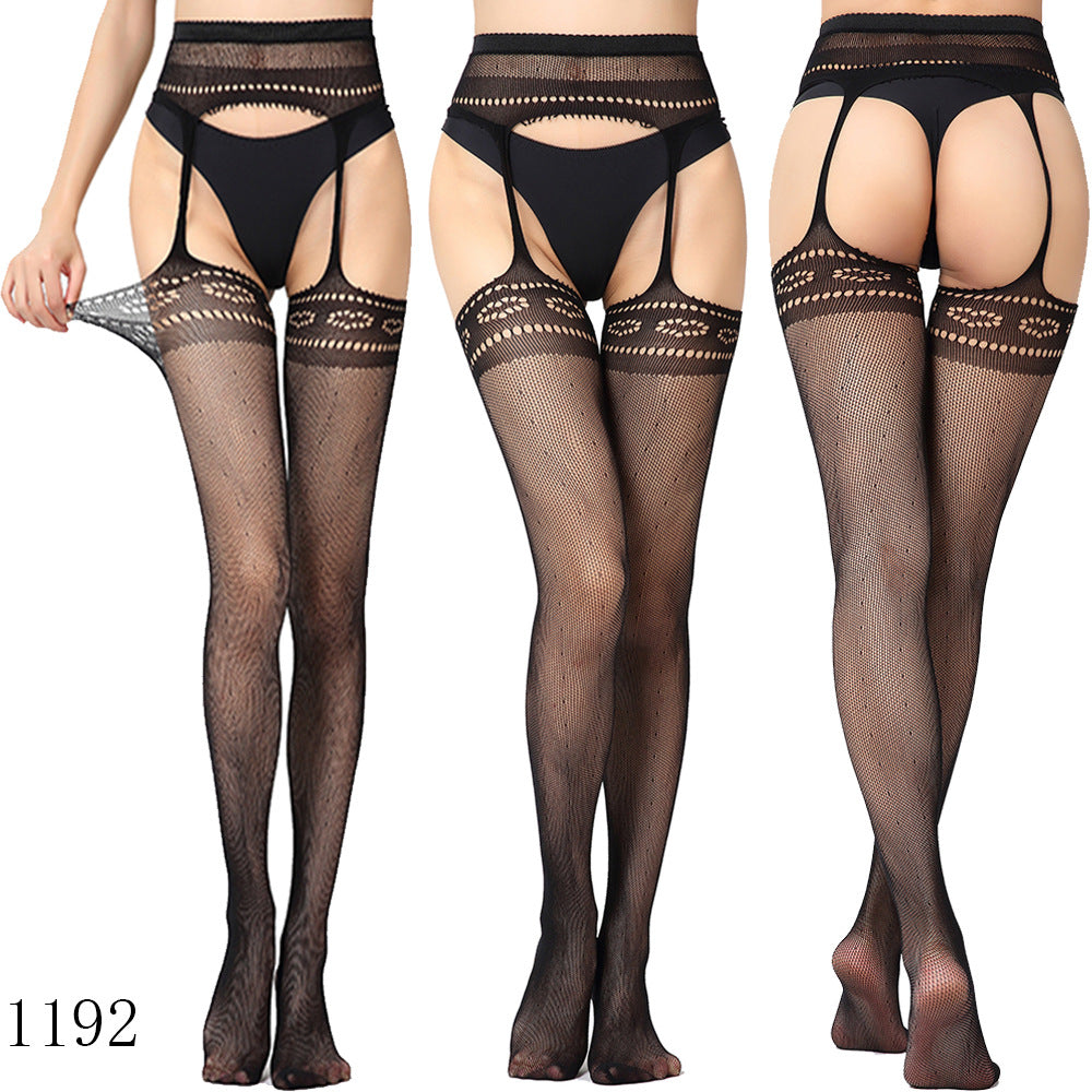 Elastic Fishnet Stockings with Garter