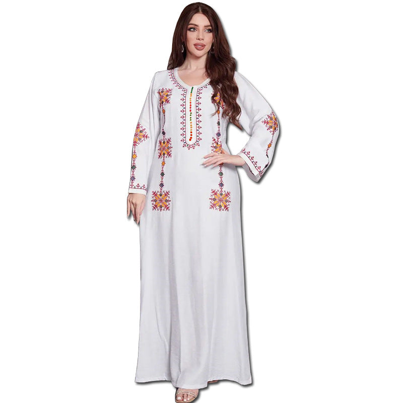 Embroidered Muslim Abaya Dress