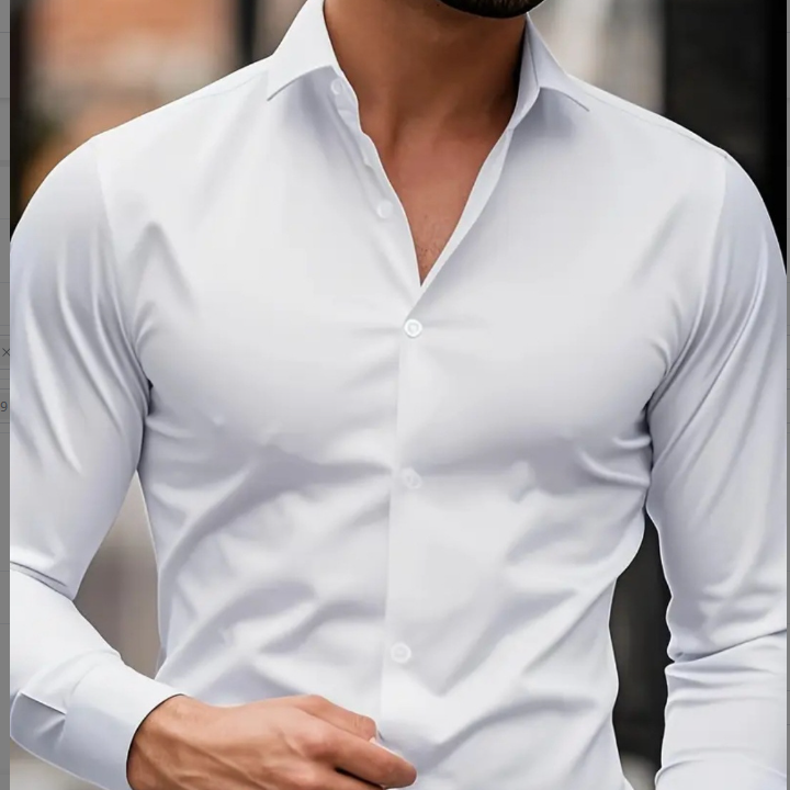 Solid-color stretch plus-size shirt for men