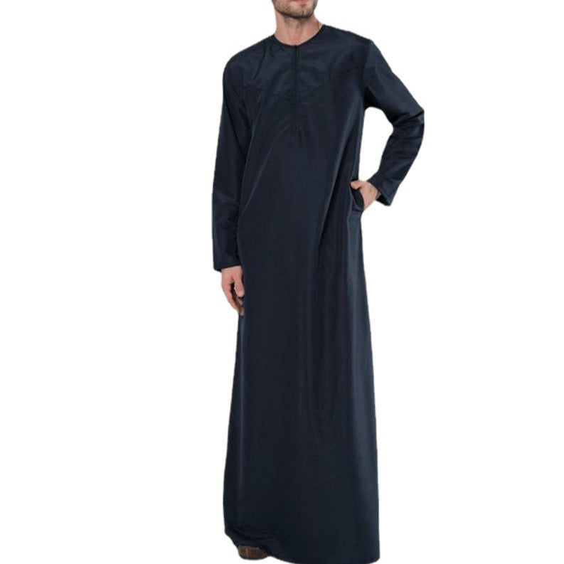 Men's Loose Cotton Robe with Zipper