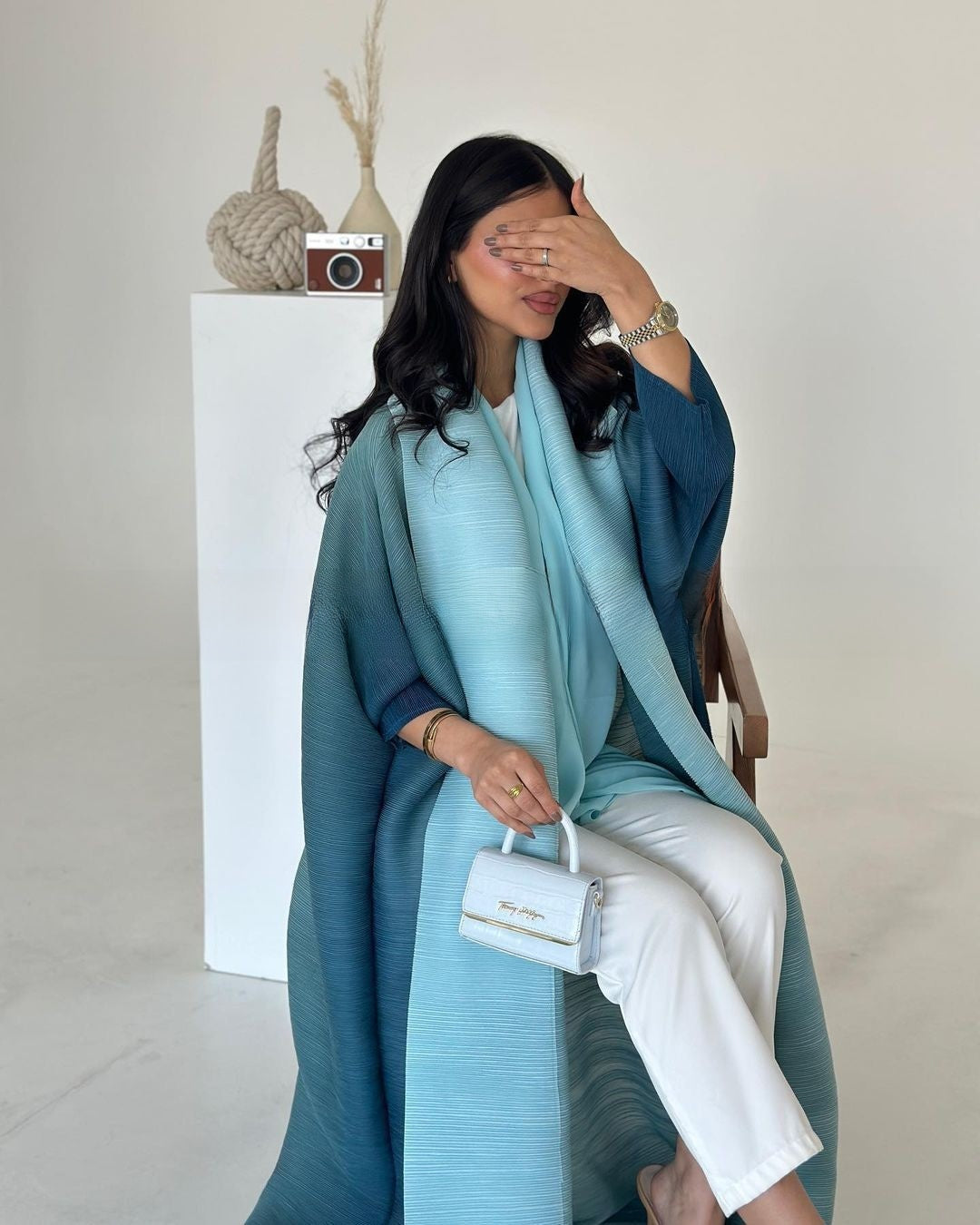 Ruffled long robe dress