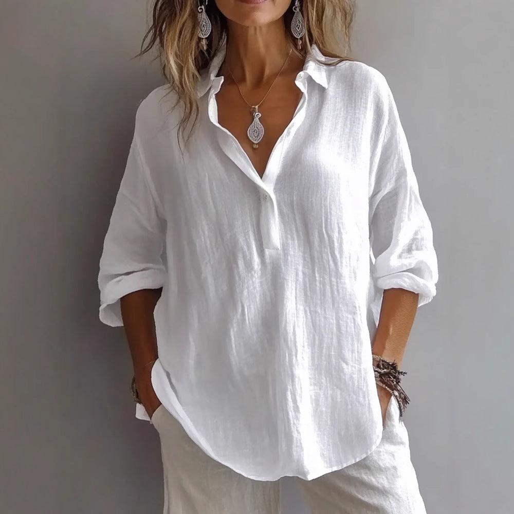 Relaxed and loose long-sleeved shirt