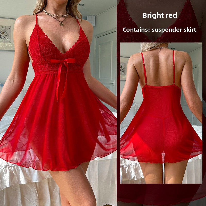 Sexy net-sheer see-through nightgown for women