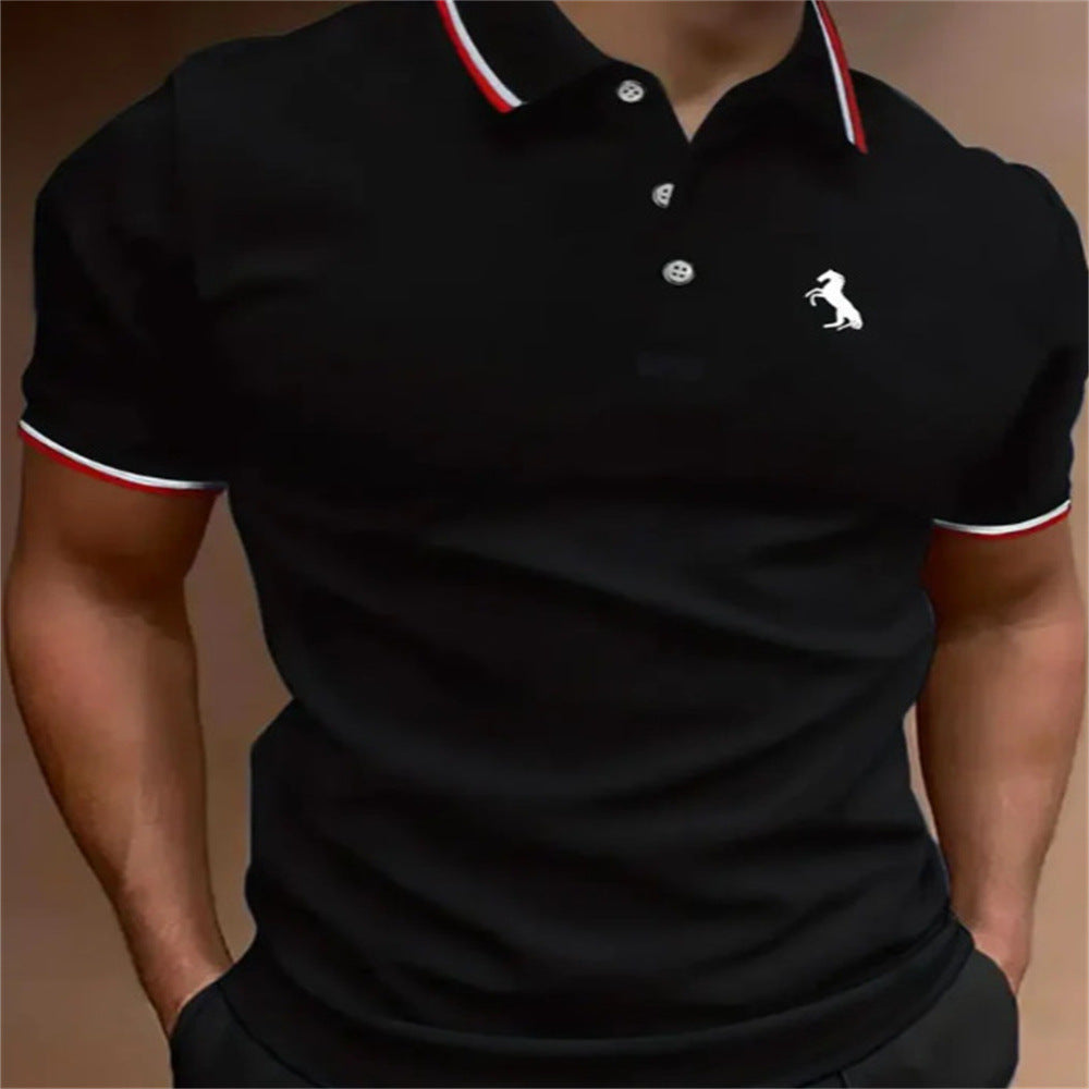 Printed buttoned short-sleeved shirt