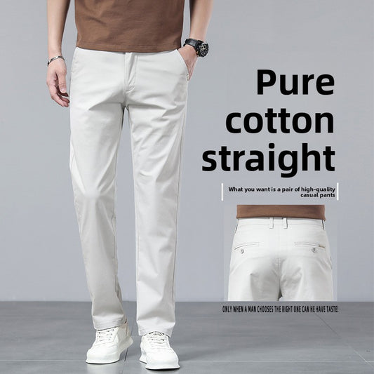 Pure cotton casual straight-leg pants