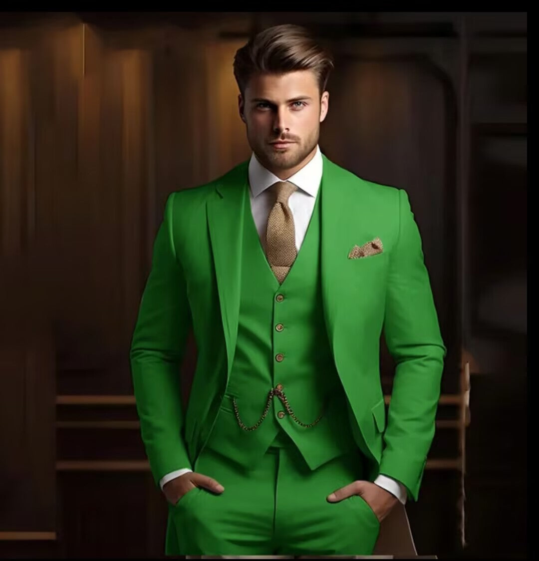 Three-Piece Men's Suit for Formal Occasions