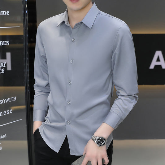 Men's Summer Ice Silk Anti-Wrinkle Long Sleeve Shirt