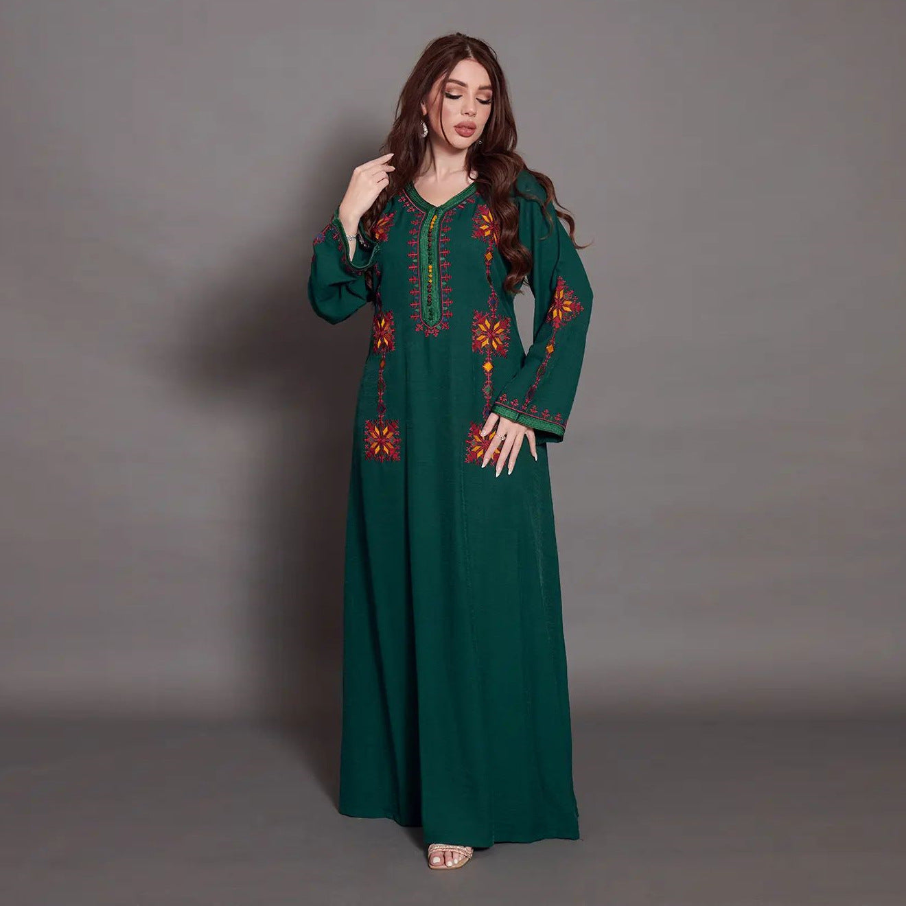 Embroidered Muslim Abaya Dress