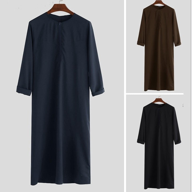 Men's Loose Cotton Robe with Zipper