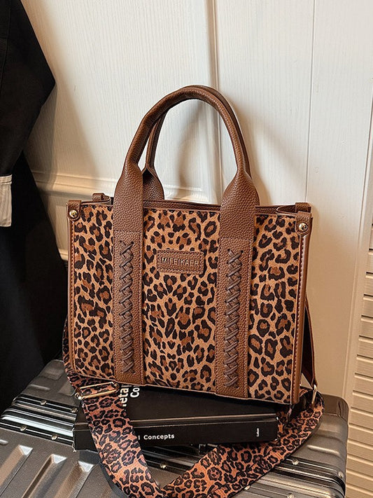 Retro Leopard Print Large Capacity Tote Bag