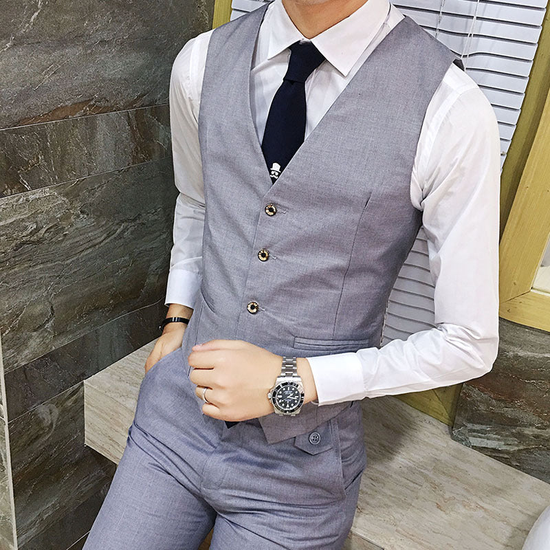 Men's Slim Fit Business Vest, Formal Sleeveless Waistcoat