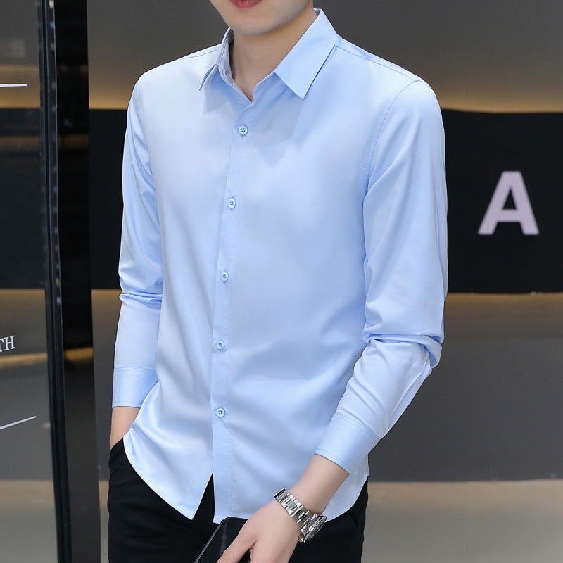 Men's Summer Ice Silk Anti-Wrinkle Long Sleeve Shirt