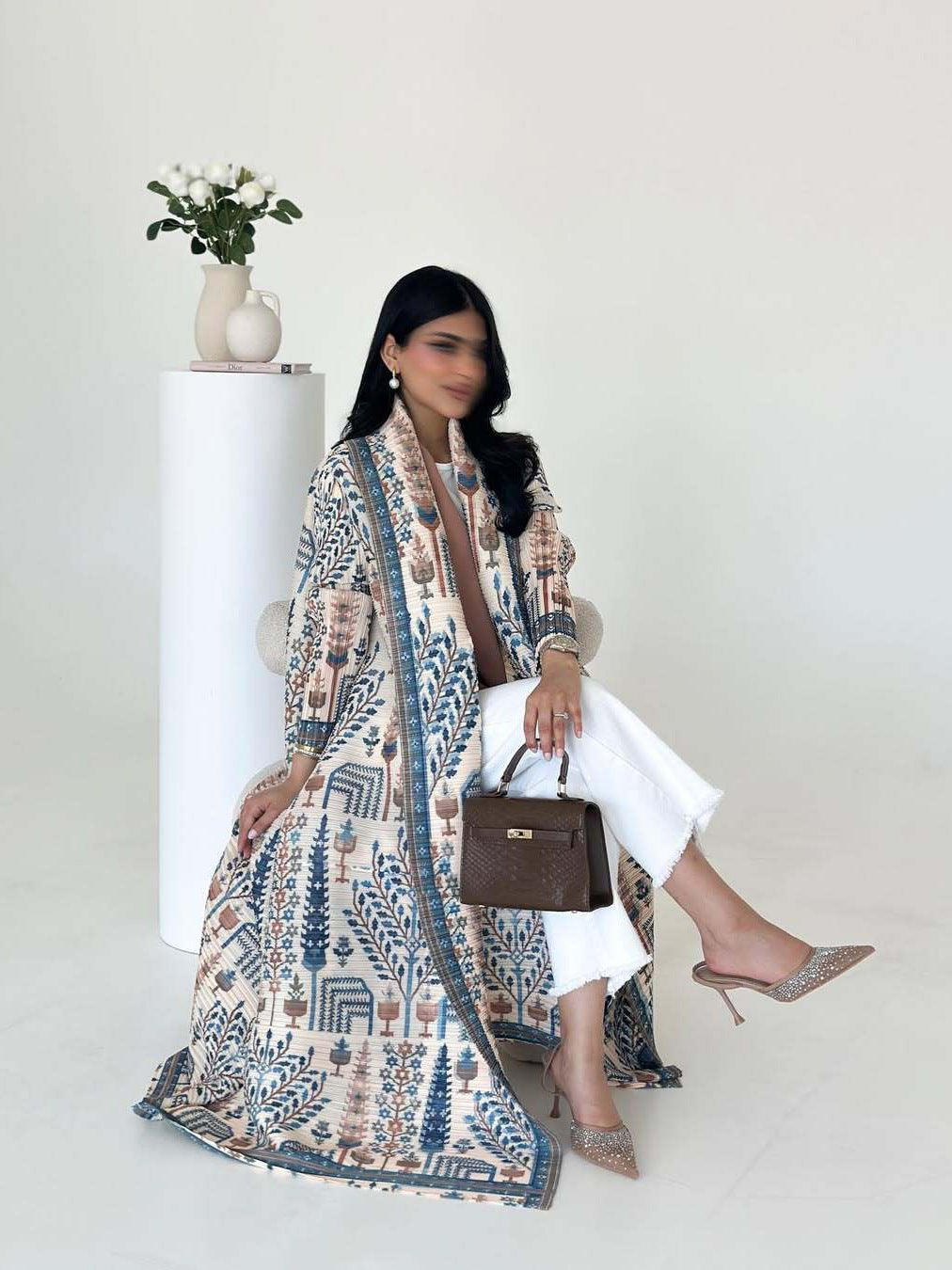 Ruffled long robe dress