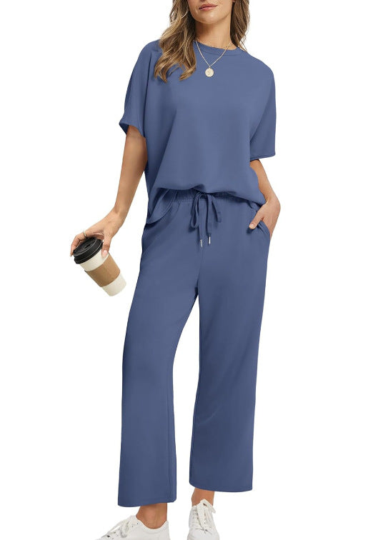 Women's short-sleeved three-quarter-length pants set