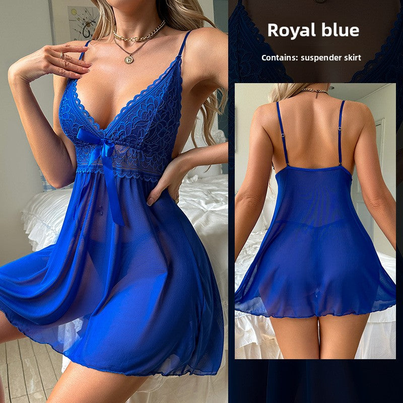 Sexy net-sheer see-through nightgown for women