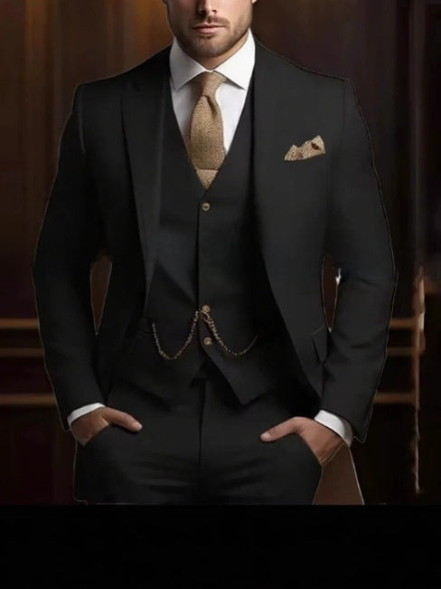 Slim Fit Men's Suit Three-Piece Set