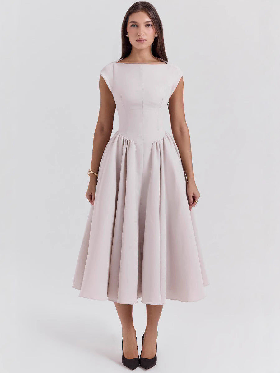 Women's Backless Round Neck Sleeveless Dress