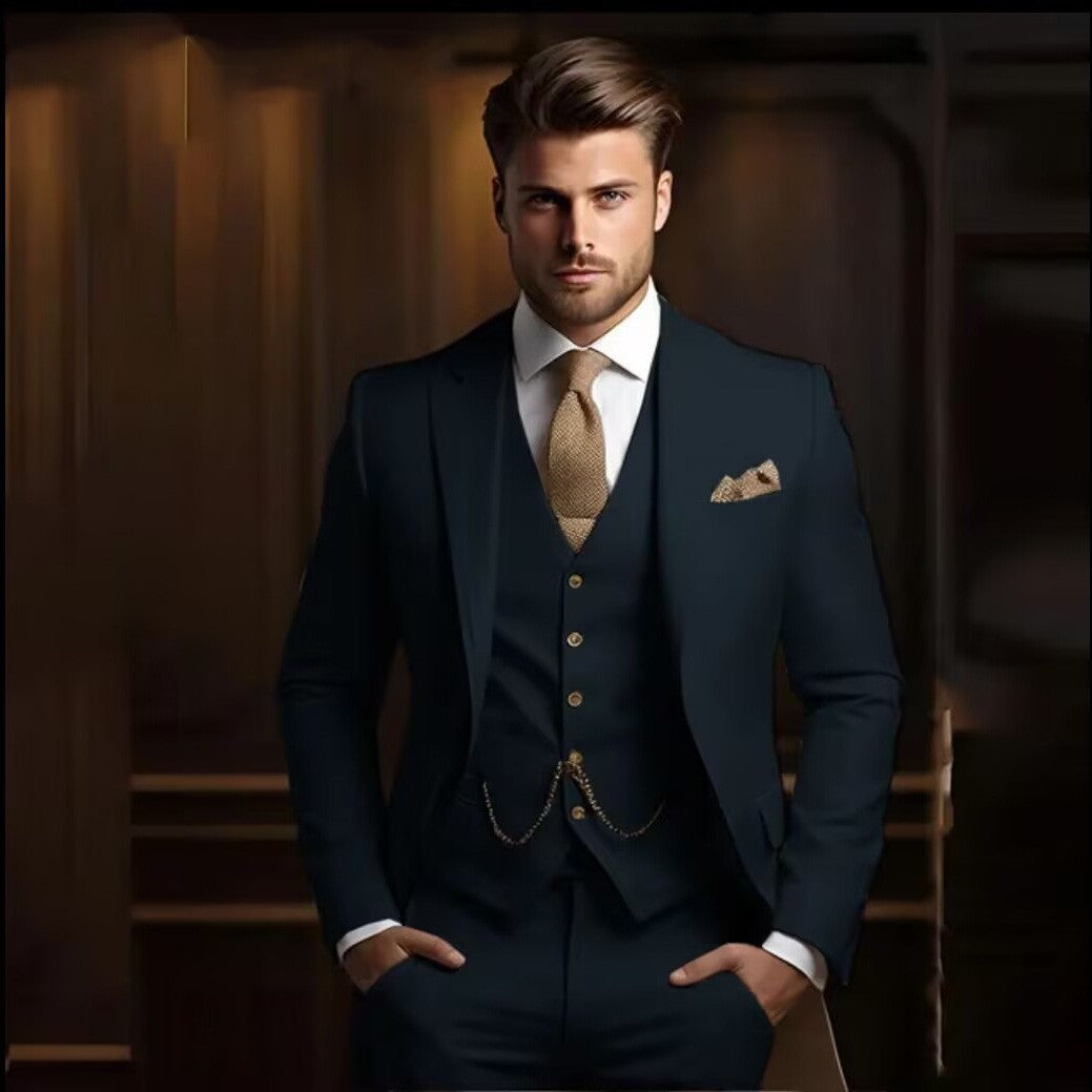 Three-Piece Men's Suit for Formal Occasions