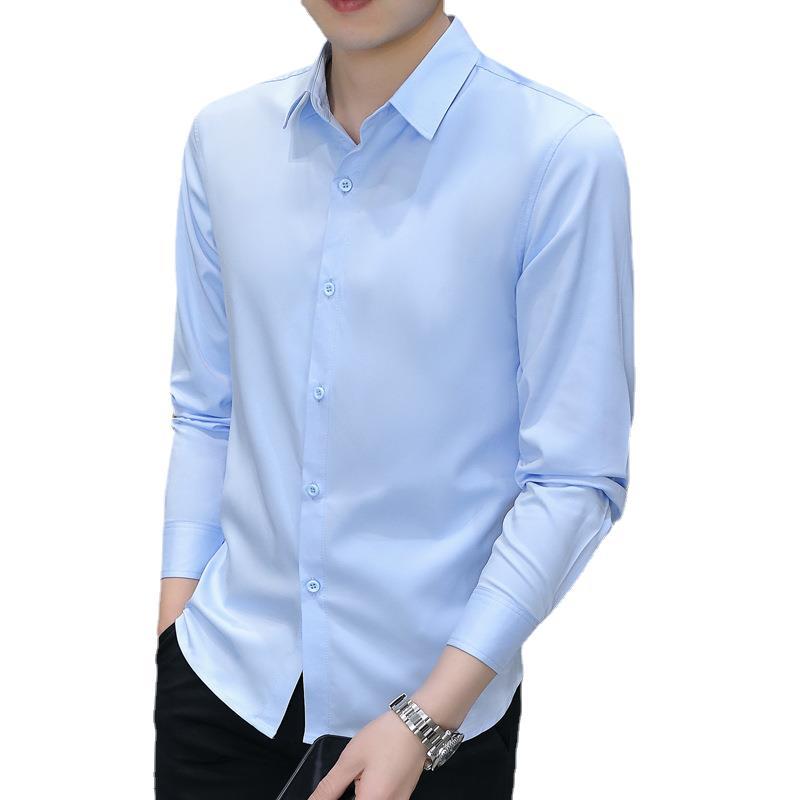 Men's Summer Ice Silk Anti-Wrinkle Long Sleeve Shirt