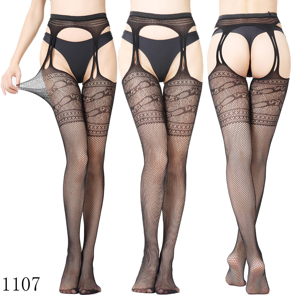 Elastic Fishnet Stockings with Garter