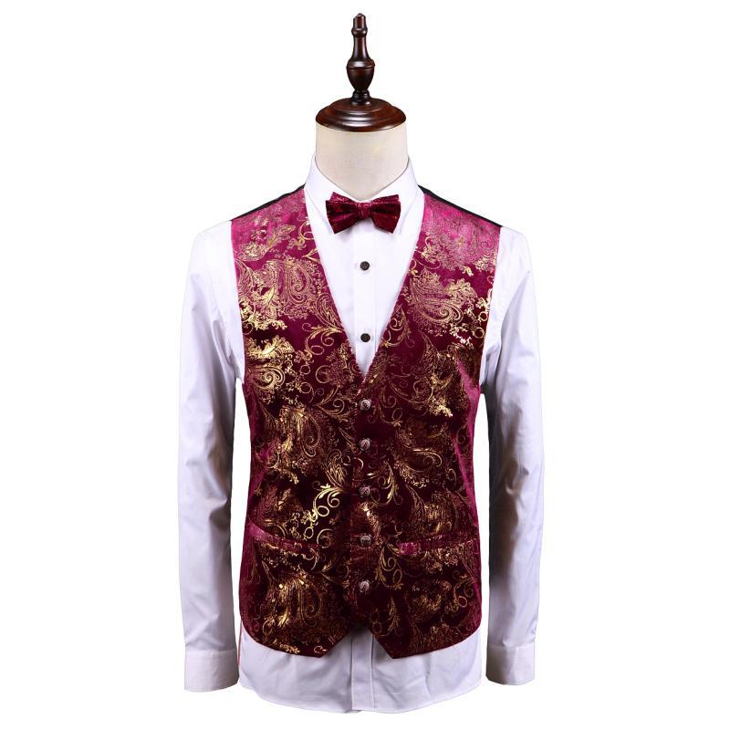 Gold-embossed casual formal vest waistcoat