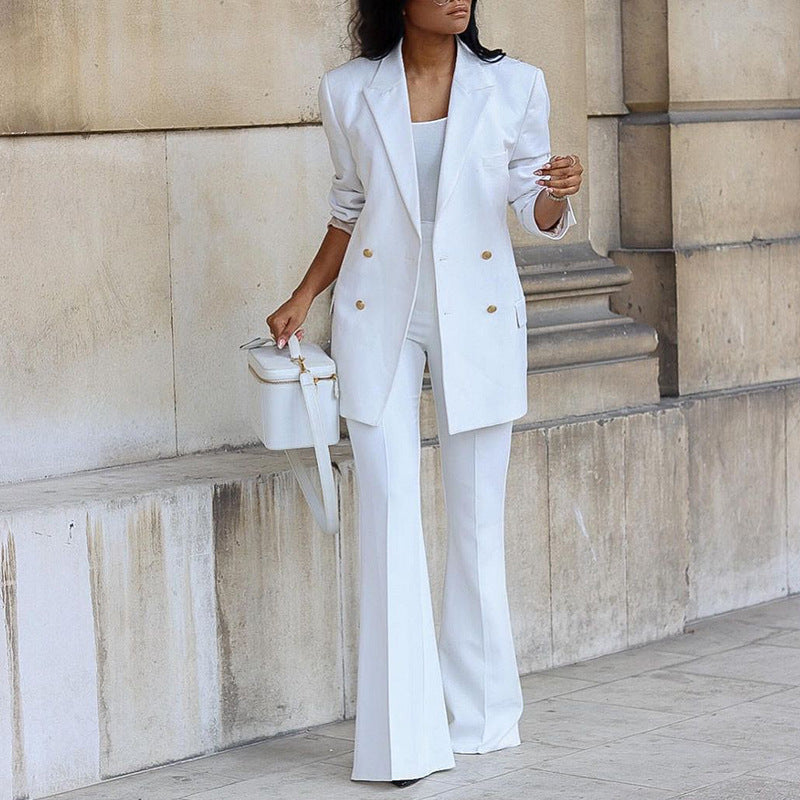 Casual Women's Suit Set with Wide-Leg Pants