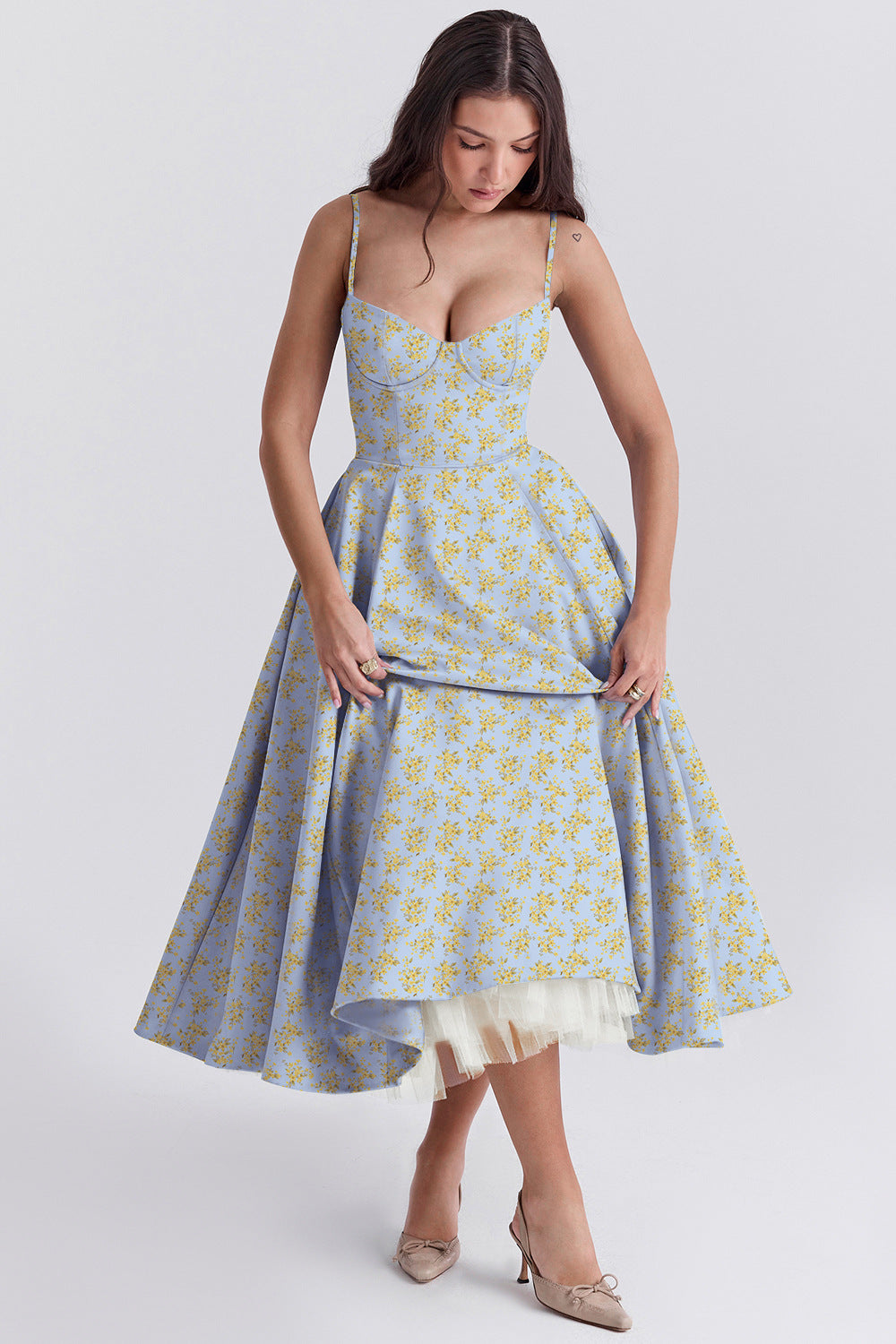 French Mesh Princess Dress with Large Swing Skirt