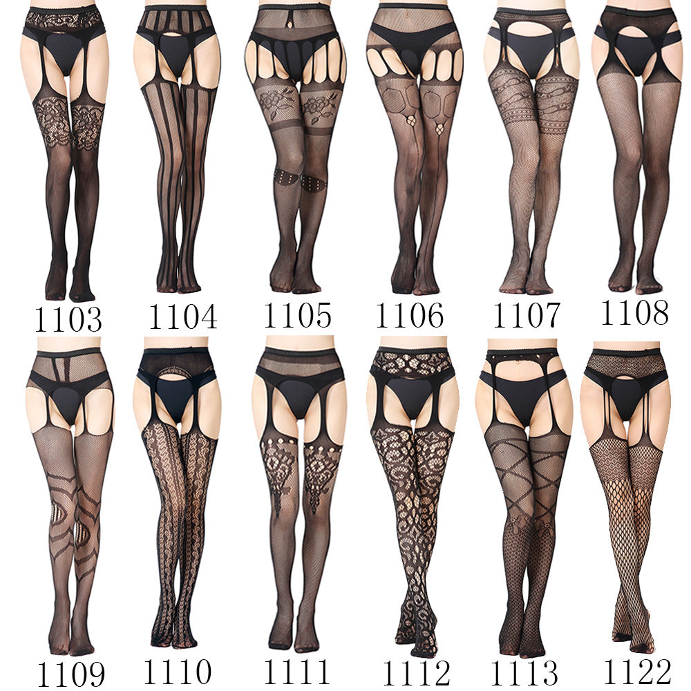 Elastic Fishnet Stockings with Garter