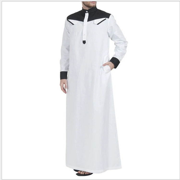 Men's Middle Eastern Ethnic Robe with Color Block Design