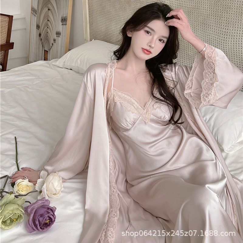A two-piece sexy halter cushion nightgown set