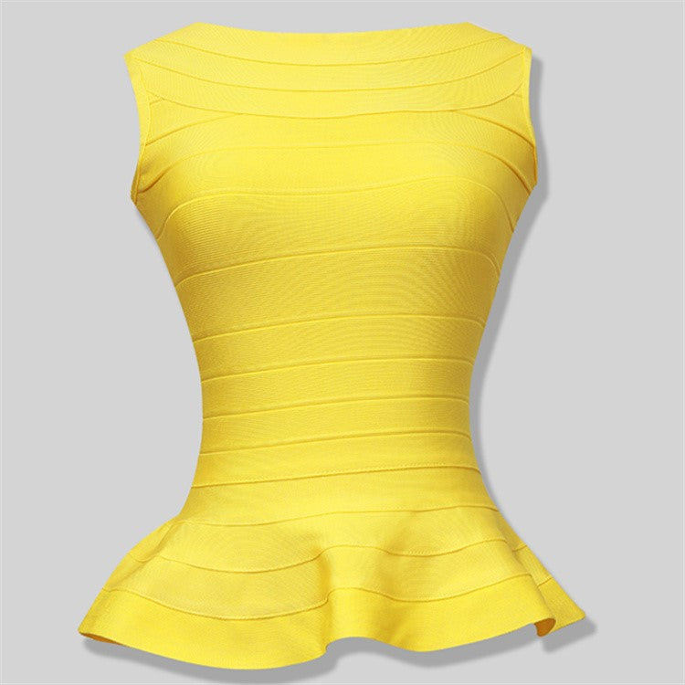 Elegant Sleeveless Fishtail Ruffled Bandage Top for Women