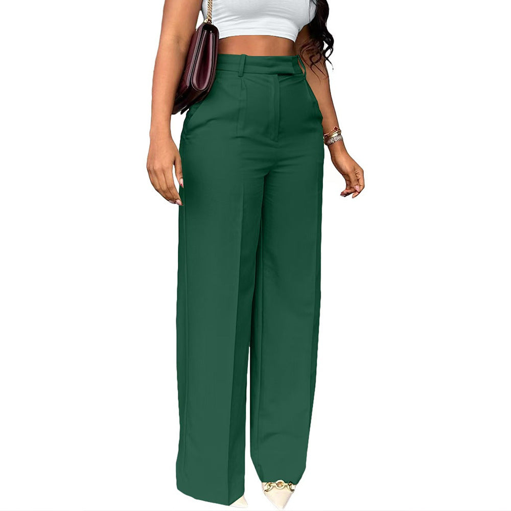 Women's High Waist Straight Leg Suit Pants