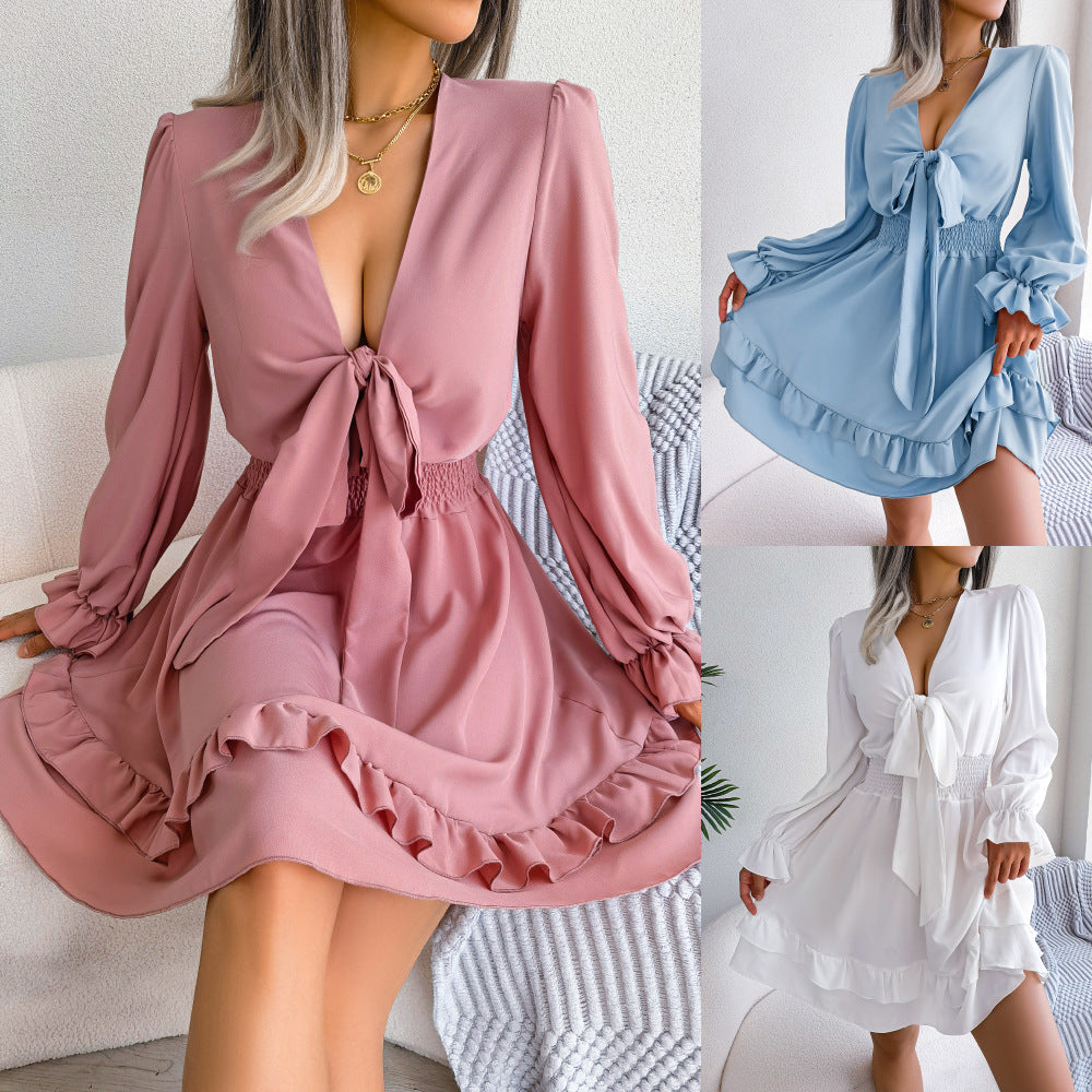 Wooden-ear style wide-sleeved dress