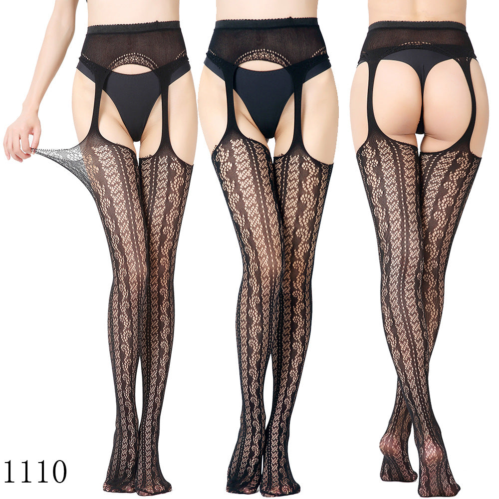 Elastic Fishnet Stockings with Garter