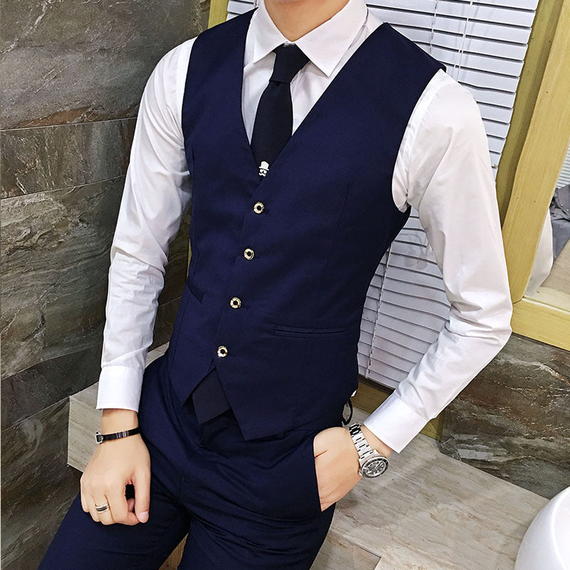 Men's Slim Fit Business Vest, Formal Sleeveless Waistcoat