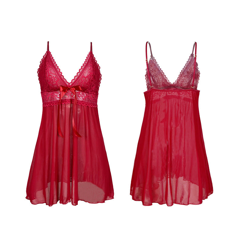 Sexy net-sheer see-through nightgown for women