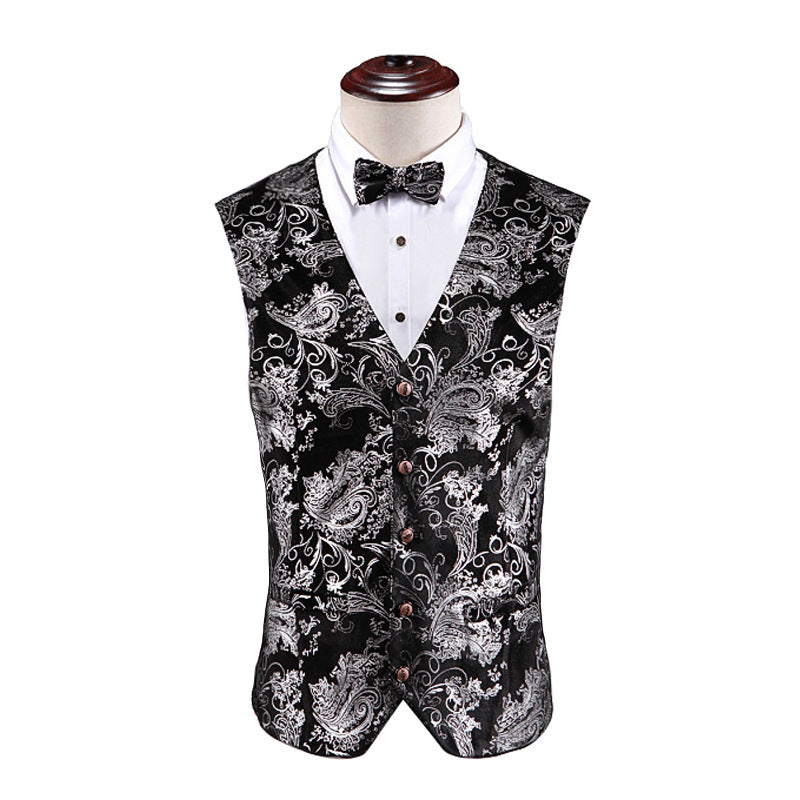 Gold-embossed casual formal vest waistcoat