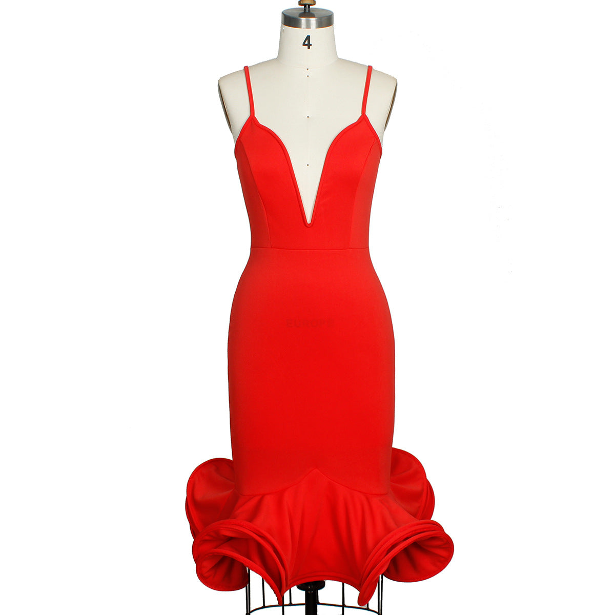 Women's Elegant Deep V-Neck Bodycon Mermaid Party Dress