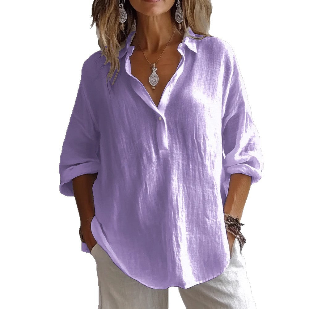 Relaxed and loose long-sleeved shirt