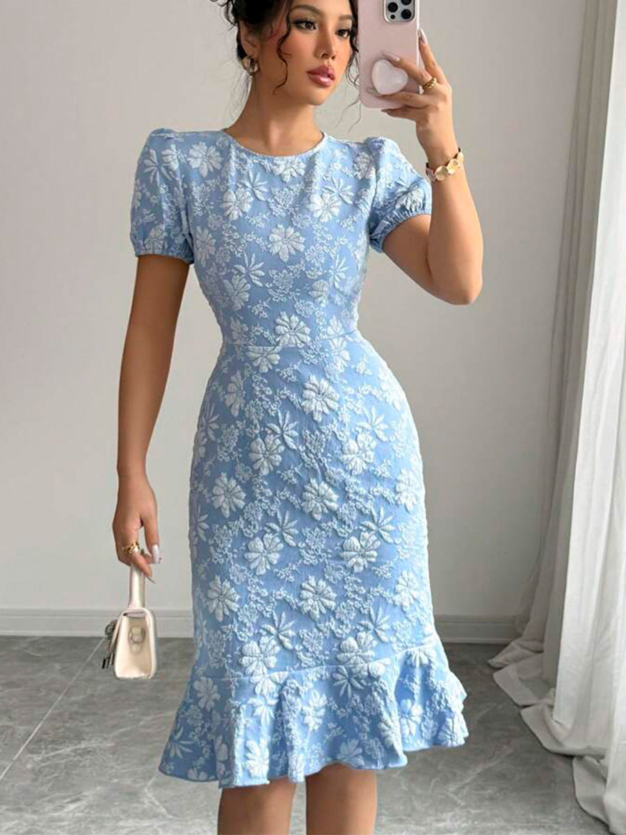 Daisy Embossed Fishtail Dress