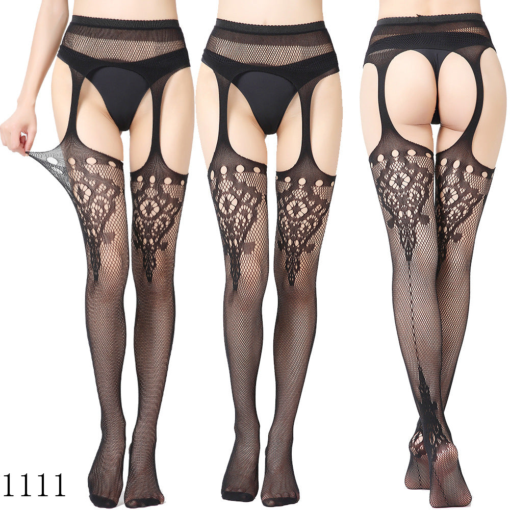 Elastic Fishnet Stockings with Garter
