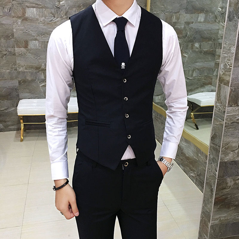 Men's Slim Fit Business Vest, Formal Sleeveless Waistcoat