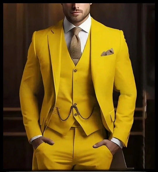 Slim Fit Men's Suit Three-Piece Set