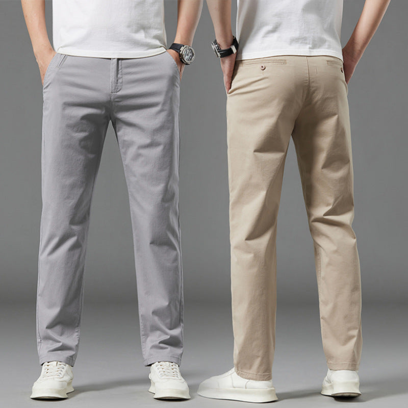 Men's Straight-Leg Cotton Casual Pants for Summer